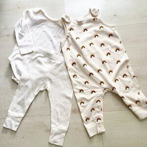 Hanna Andersson Baby Sleeveless Romper, Long Sleeve Onesie, and Pants 12-18 M